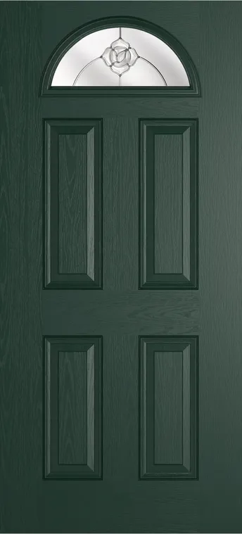 Cannes 1 composite door in Green with Crystal Flowers glass