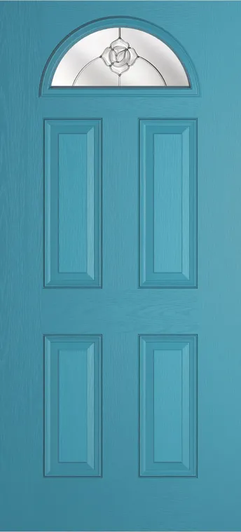Cannes 1 composite door in Light Blue with Crystal Flowers glass