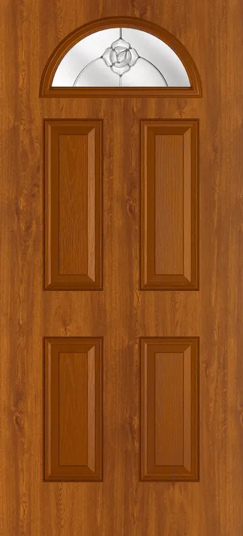 Cannes 1 composite door in Light Oak with Crystal Flowers glass