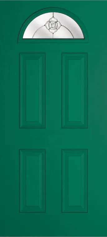 Cannes 1 composite door in Opal Green with Crystal Flowers glass