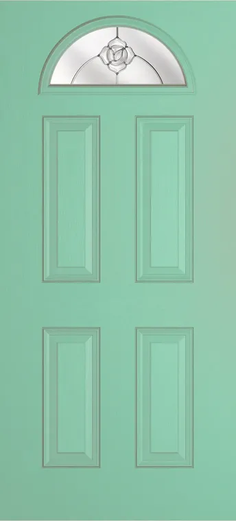Cannes 1 composite door in Pastel Turquoise with Crystal Flowers glass