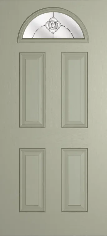 Cannes 1 composite door in Pebble Grey with Crystal Flowers glass