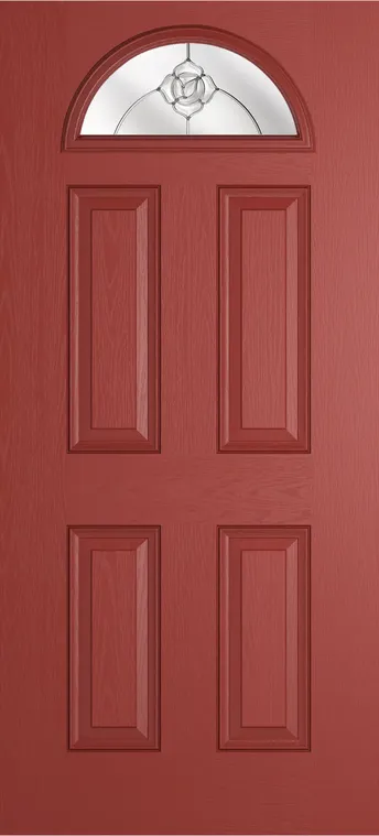 Cannes 1 composite door in Red with Crystal Flowers glass