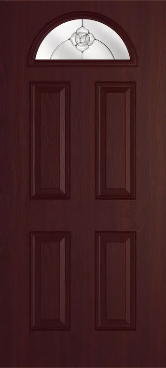 Cannes 1 composite door in Rosewood with Crystal Flowers glass