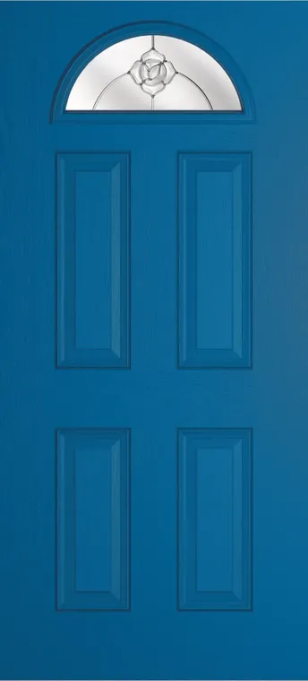 Cannes 1 composite door in Signal Blue with Crystal Flowers glass