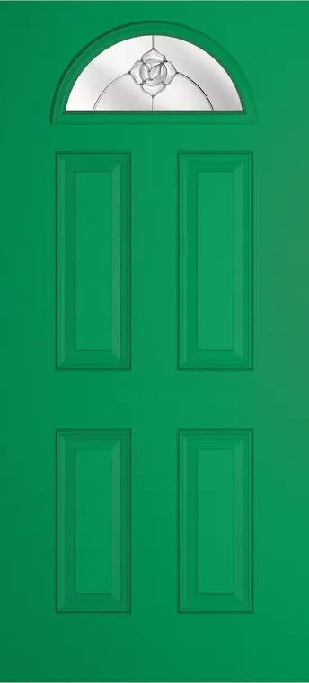 Cannes 1 composite door in Signal Green with Crystal Flowers glass