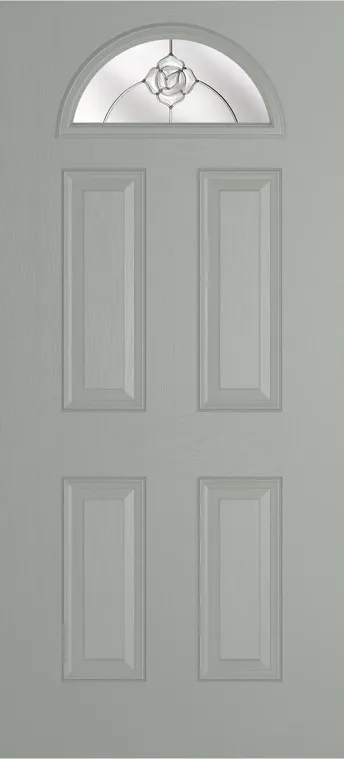 Cannes 1 composite door in Silver Grey with Crystal Flowers glass