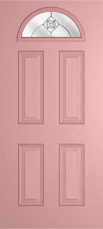 Cannes 1 composite door in Sweet Pink with Crystal Flowers glass