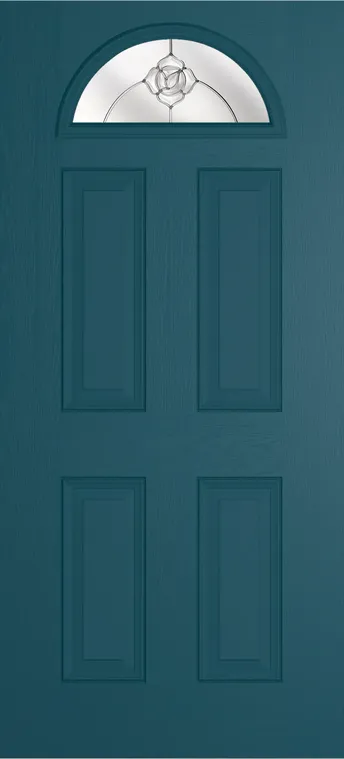 Cannes 1 composite door in Tranquil Blue with Crystal Flowers glass