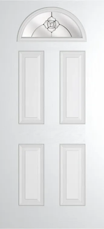 Cannes 1 composite door in White with Crystal Flowers glass