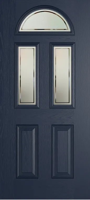 Cannes 3 composite door in Blue with Victorian Border glass