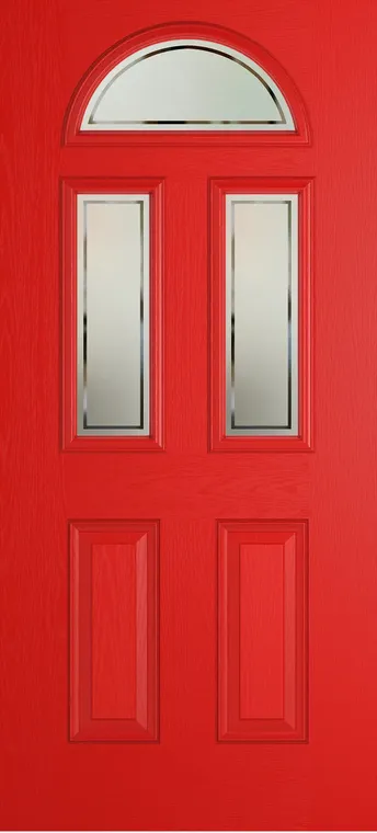 Cannes 3 composite door in Candy Red with Victorian Border glass