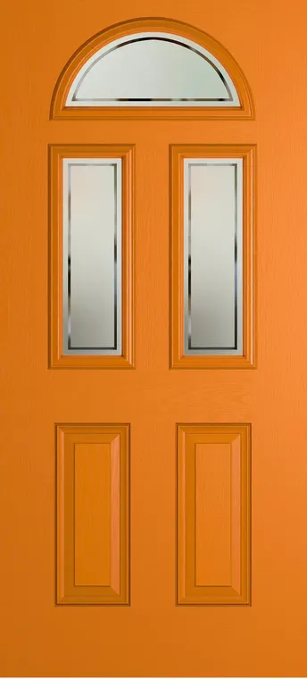Cannes 3 composite door in Clementine with Victorian Border glass