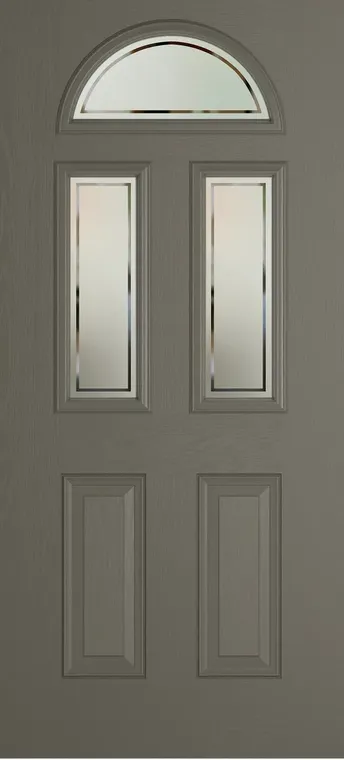 Cannes 3 composite door in Dolphin Grey with Victorian Border glass