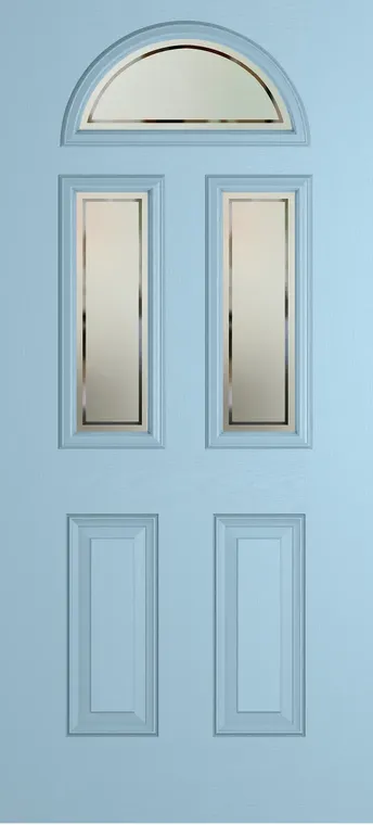 Cannes 3 composite door in Duck Egg Blue with Victorian Border glass