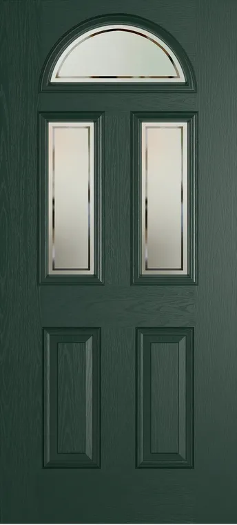 Cannes 3 composite door in Green with Victorian Border glass