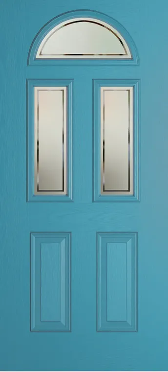 Cannes 3 composite door in Light Blue with Victorian Border glass