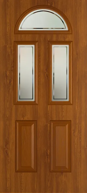 Cannes 3 composite door in Light Oak with Victorian Border glass
