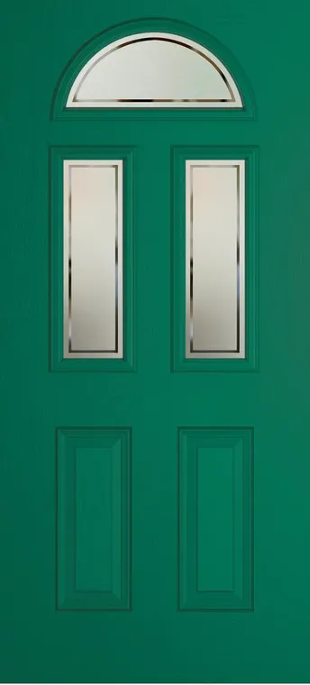 Cannes 3 composite door in Opal Green with Victorian Border glass
