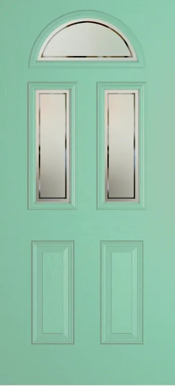 Cannes 3 composite door in Pastel Turquoise with Victorian Border glass