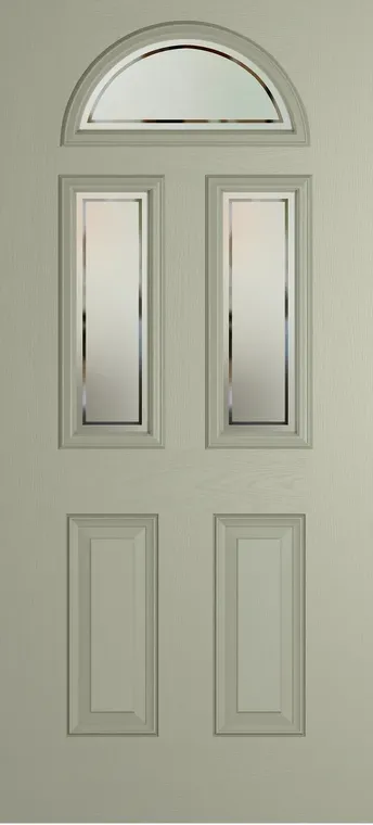 Cannes 3 composite door in Pebble Grey with Victorian Border glass