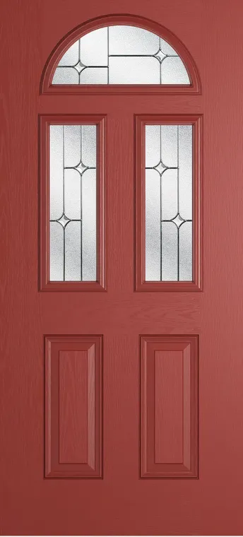 Cannes 3 composite door in Red with Zinc Art Star glass