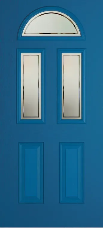 Cannes 3 composite door in Signal Blue with Victorian Border glass