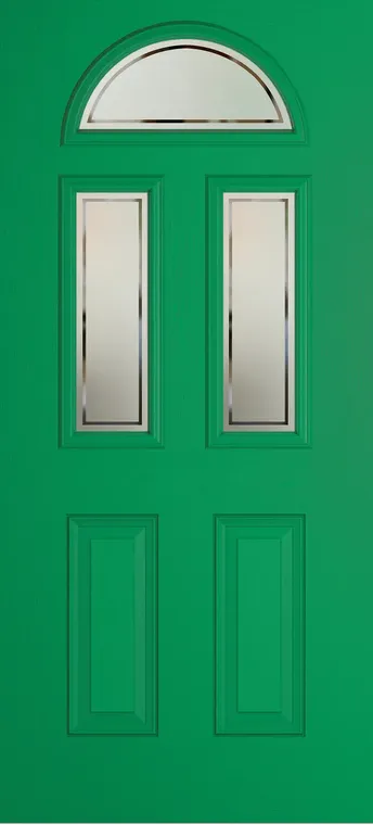 Cannes 3 composite door in Signal Green with Victorian Border glass