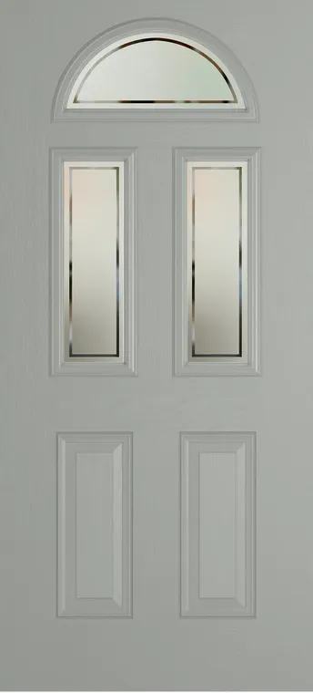 Cannes 3 composite door in Silver Grey with Victorian Border glass