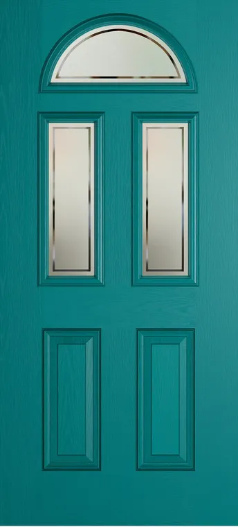 Cannes 3 composite door in Teal with Victorian Border glass