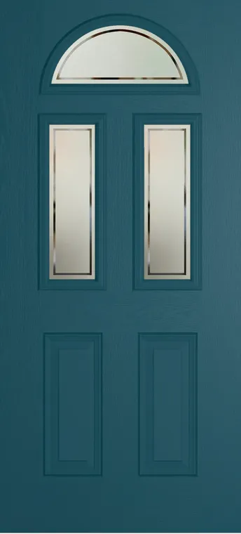 Cannes 3 composite door in Tranquil Blue with Victorian Border glass