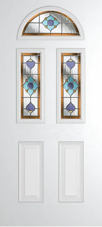 Cannes 3 composite door in White with Dorchester Amber glass