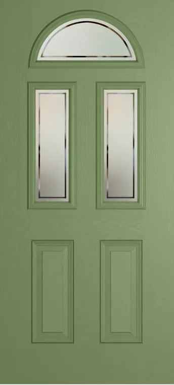 Cannes 3 composite door in Woodland Green with Victorian Border glass