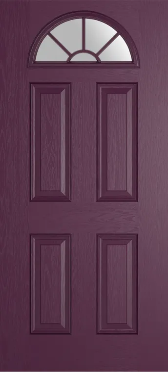Cannes Grid Lite composite door in Aubergine with Satin glass