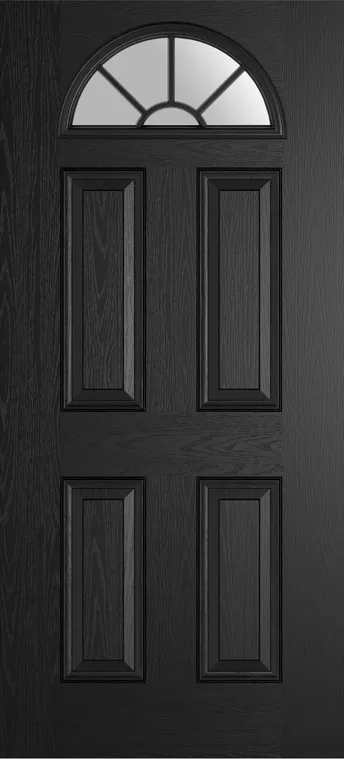 Cannes Grid Lite composite door in Black with Satin glass