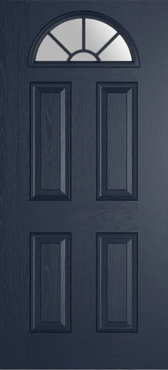 Cannes Grid Lite composite door in Blue with Satin glass