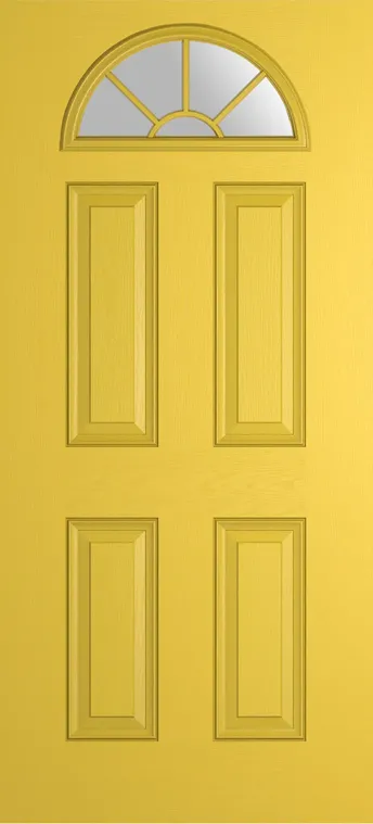 Cannes Grid Lite composite door in Canary Yellow with Satin glass