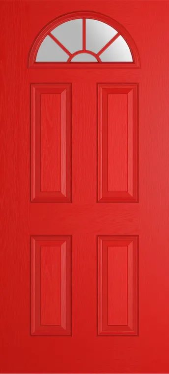 Cannes Grid Lite composite door in Candy Red with Satin glass
