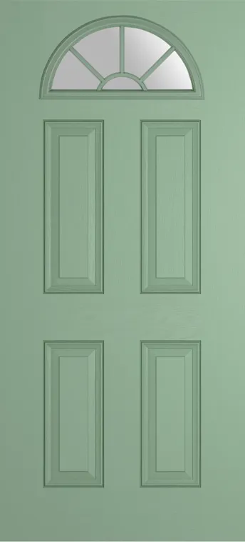 Cannes Grid Lite composite door in Chartwell Green with Satin glass