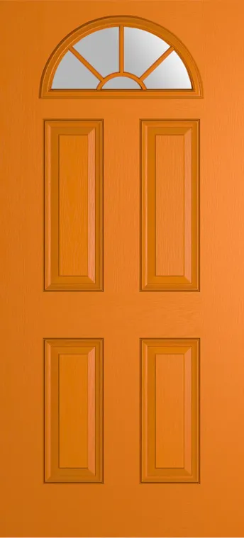 Cannes Grid Lite composite door in Clementine with Satin glass