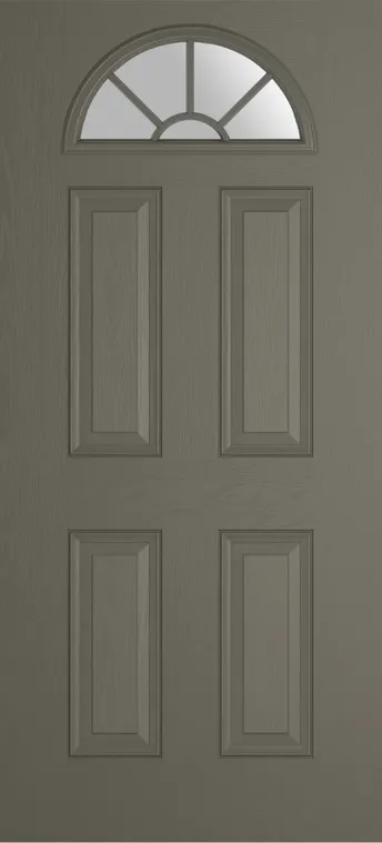 Cannes Grid Lite composite door in Dolphin Grey with Satin glass