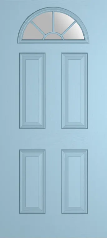Cannes Grid Lite composite door in Duck Egg Blue with Satin glass