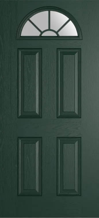 Cannes Grid Lite composite door in Green with Satin glass