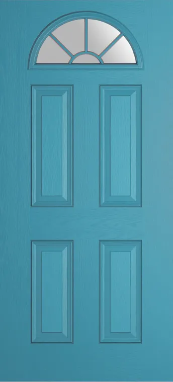 Cannes Grid Lite composite door in Light Blue with Satin glass