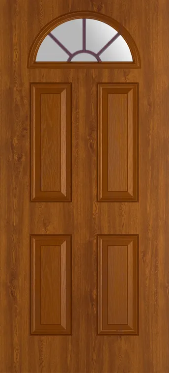 Cannes Grid Lite composite door in Light Oak with Satin glass