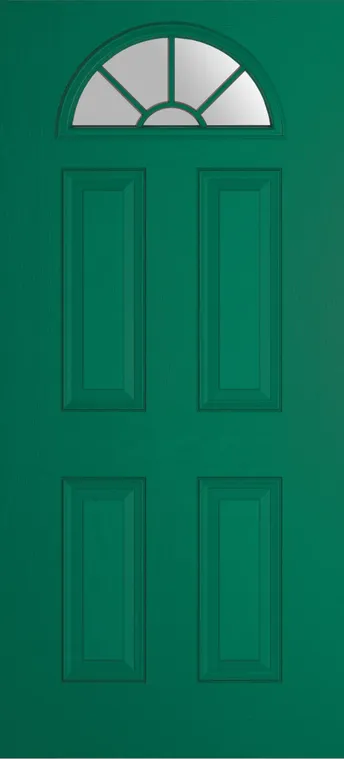 Cannes Grid Lite composite door in Opal Green with Satin glass