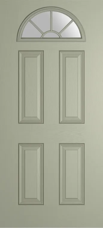 Cannes Grid Lite composite door in Pebble Grey with Satin glass
