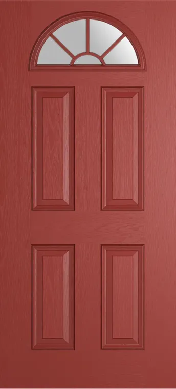 Cannes Grid Lite composite door in Red with Satin glass