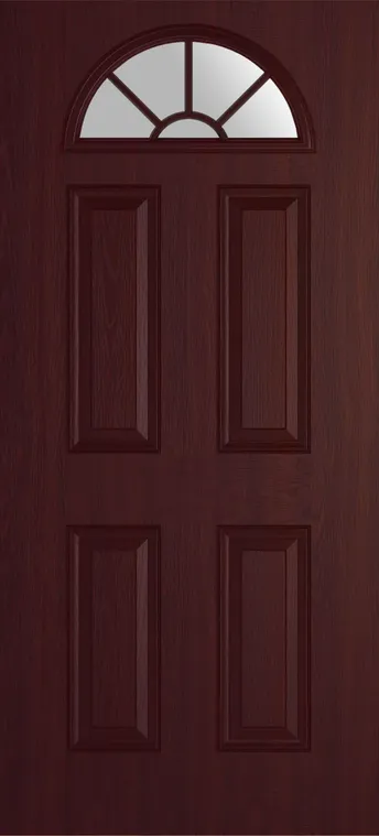 Cannes Grid Lite composite door in Rosewood with Satin glass