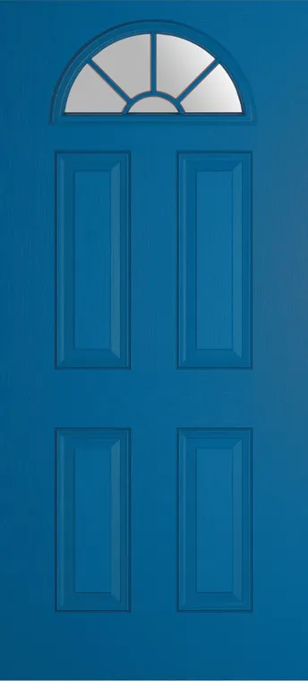 Cannes Grid Lite composite door in Signal Blue with Satin glass